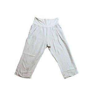 Anthropologie Hei Hei Eventide Cropped Pants Size XL Beige Striped Wide Band